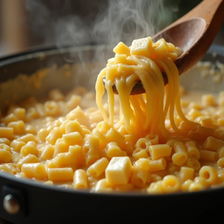 Provola fusa amalgamata con pasta e brodo caldo, creando un piatto cremoso e saporito di pasta con patate e provola.